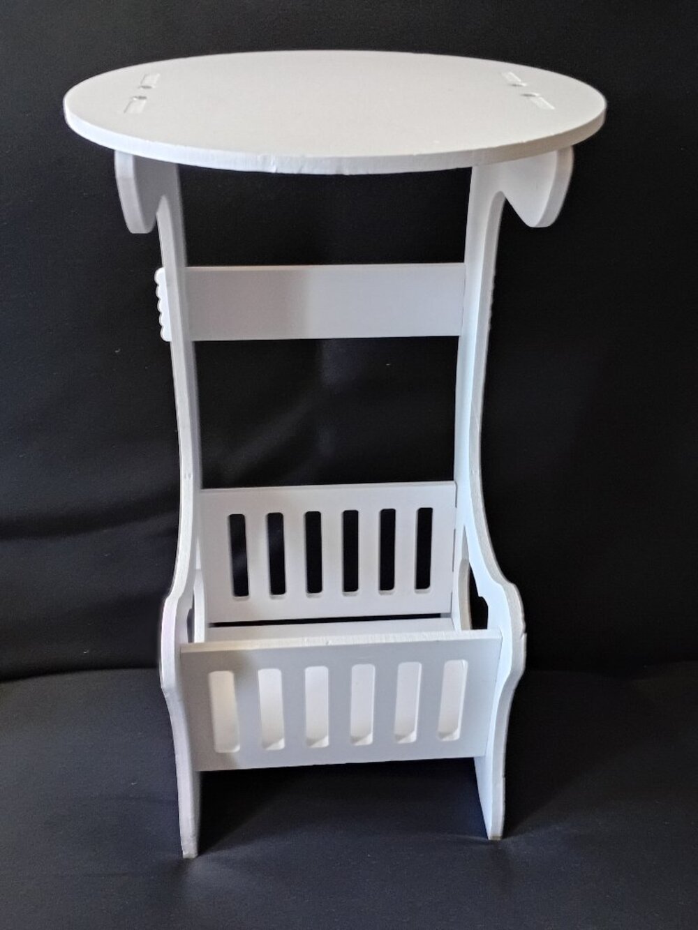 White Wooden End Table With Storage Basket